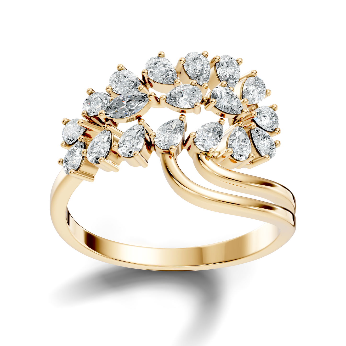 2.31Ct Pear and Marquise Cut Diamond Antique Delicate Vintage Cluster Engagement Ring For Her