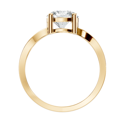 10K Solid Yellow Gold Round Cut Lab Grown Diamond Antique Solitaire Dainty Cluster Engagement  Ring For Her