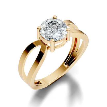 10K Solid Yellow Gold Round Cut Lab Grown Diamond Antique Solitaire Dainty Cluster Engagement  Ring For Her
