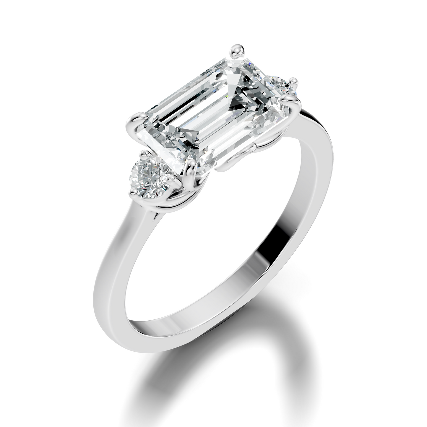 3.45Ct Emerald and Round Cut Lab Grown Diamond Unique Minimalist Prong Set Dainty Cluster Ring For Her