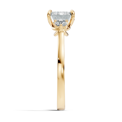 3.45Ct Emerald and Round Cut Lab Grown Diamond Unique Minimalist Prong Set Dainty Cluster Ring For Her