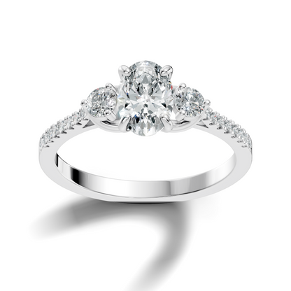 1.40Ct Oval and Round Cut White Colorless Diamond Unique Vintage Sparkling Dainty Wedding Ring For Women's