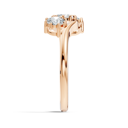 Round Cut White Colorless Lab Grown Diamond Unique Elegant Three Stone Dainty Promise Ring