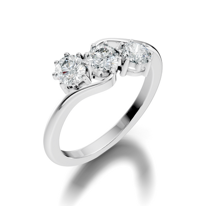 Round Cut White Colorless Lab Grown Diamond Unique Elegant Three Stone Dainty Promise Ring