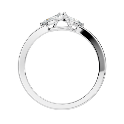 10K Solid White Gold Marquise Cut Diamond Antique Bypass Two Stone Daily Wear Ring For Her