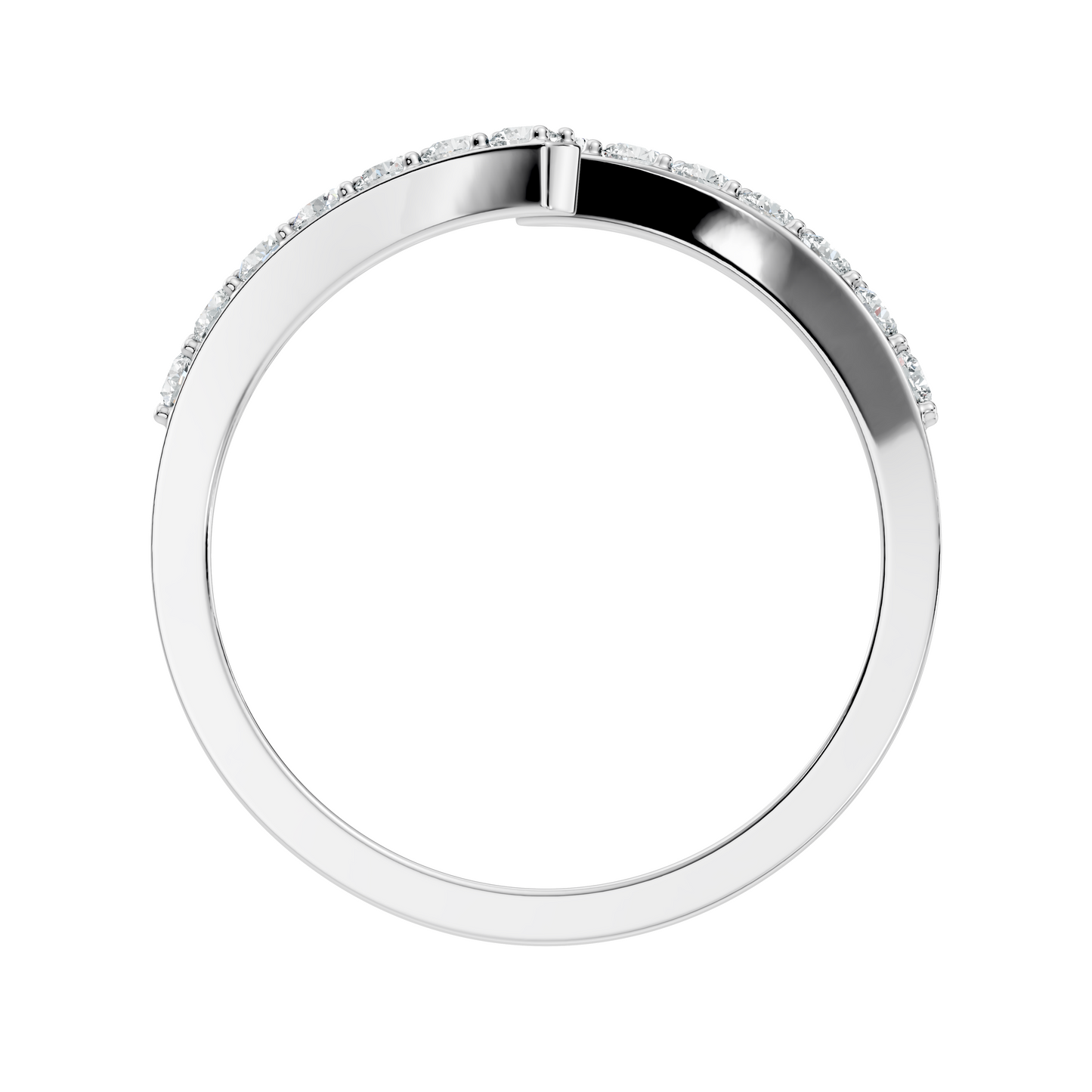 Round Cut White Colorless Lab Grown Diamond Unique Bypass Dainty Party Wear Ring For Women's