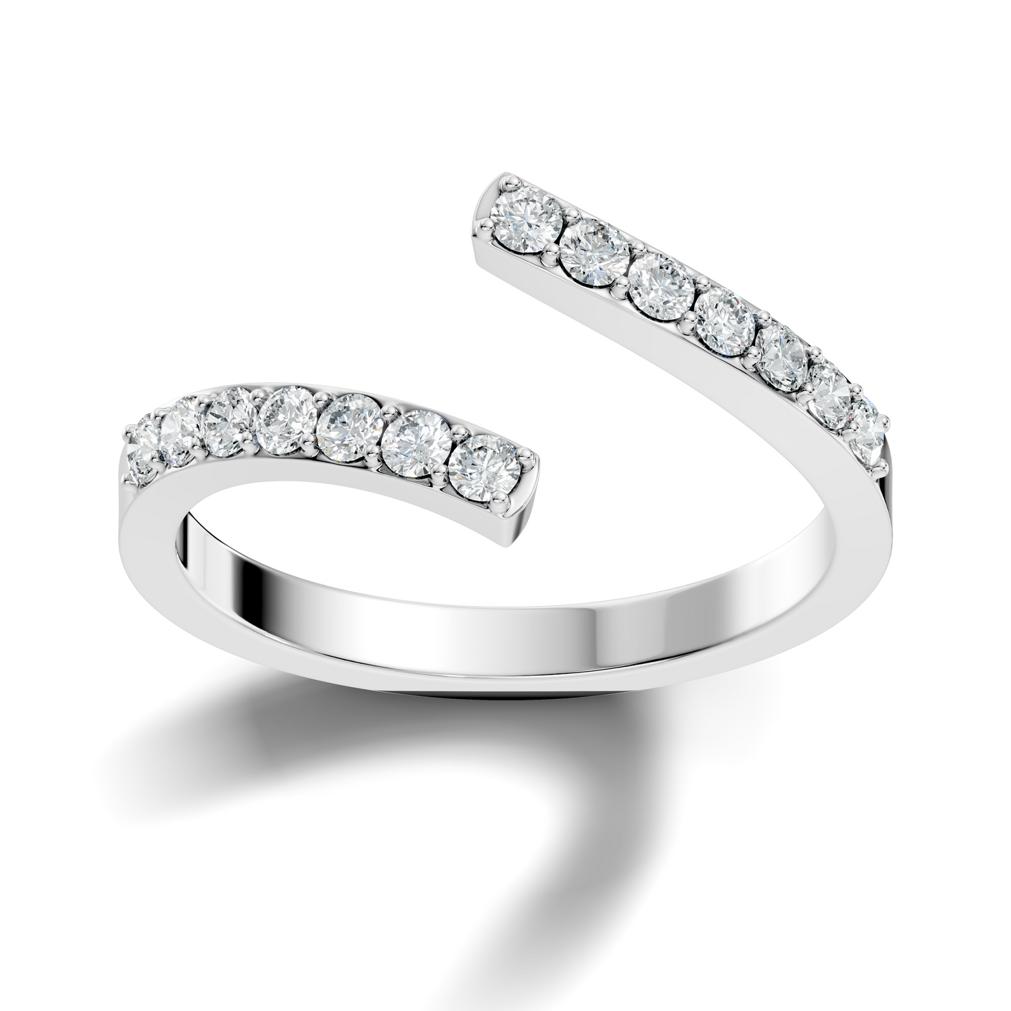 Round Cut White Colorless Lab Grown Diamond Unique Bypass Dainty Party Wear Ring For Women's