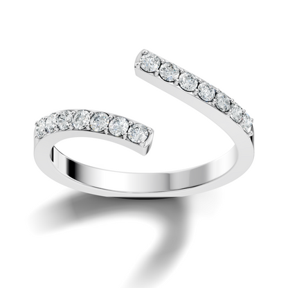 Round Cut White Colorless Lab Grown Diamond Unique Bypass Dainty Party Wear Ring For Women's