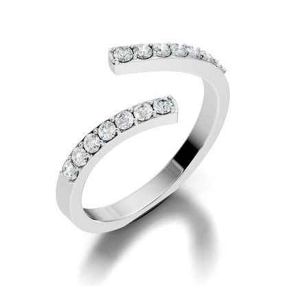 Round Cut White Colorless Lab Grown Diamond Unique Bypass Dainty Party Wear Ring For Women's