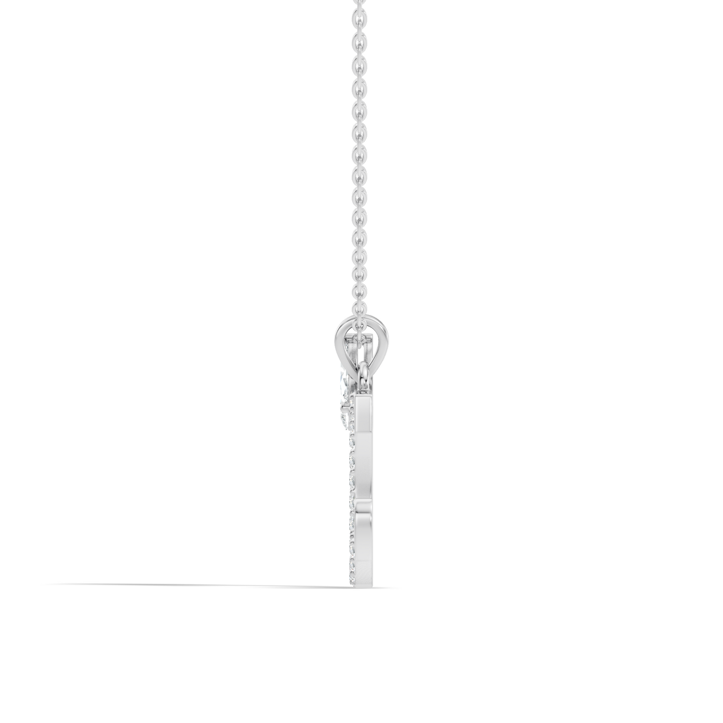 14K Solid Yellow Gold Marquise and Round Cut Diamond C Alphabet Pendant For Her