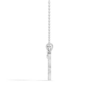 14K Solid Yellow Gold Marquise and Round Cut Diamond C Alphabet Pendant For Her