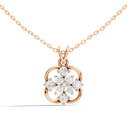 Unique Round Cut Diamond Pendant In 14K Solid Gold Personalized Jewelry For Women's