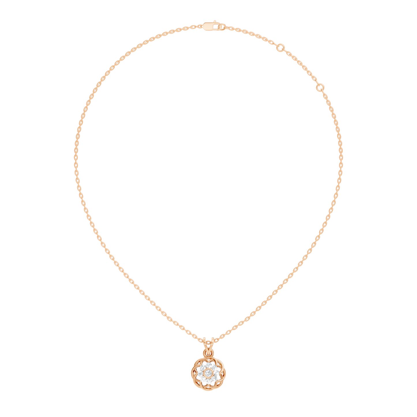 Unique Round Cut Diamond Pendant In 14K White Gold Customized Jewelry For Her