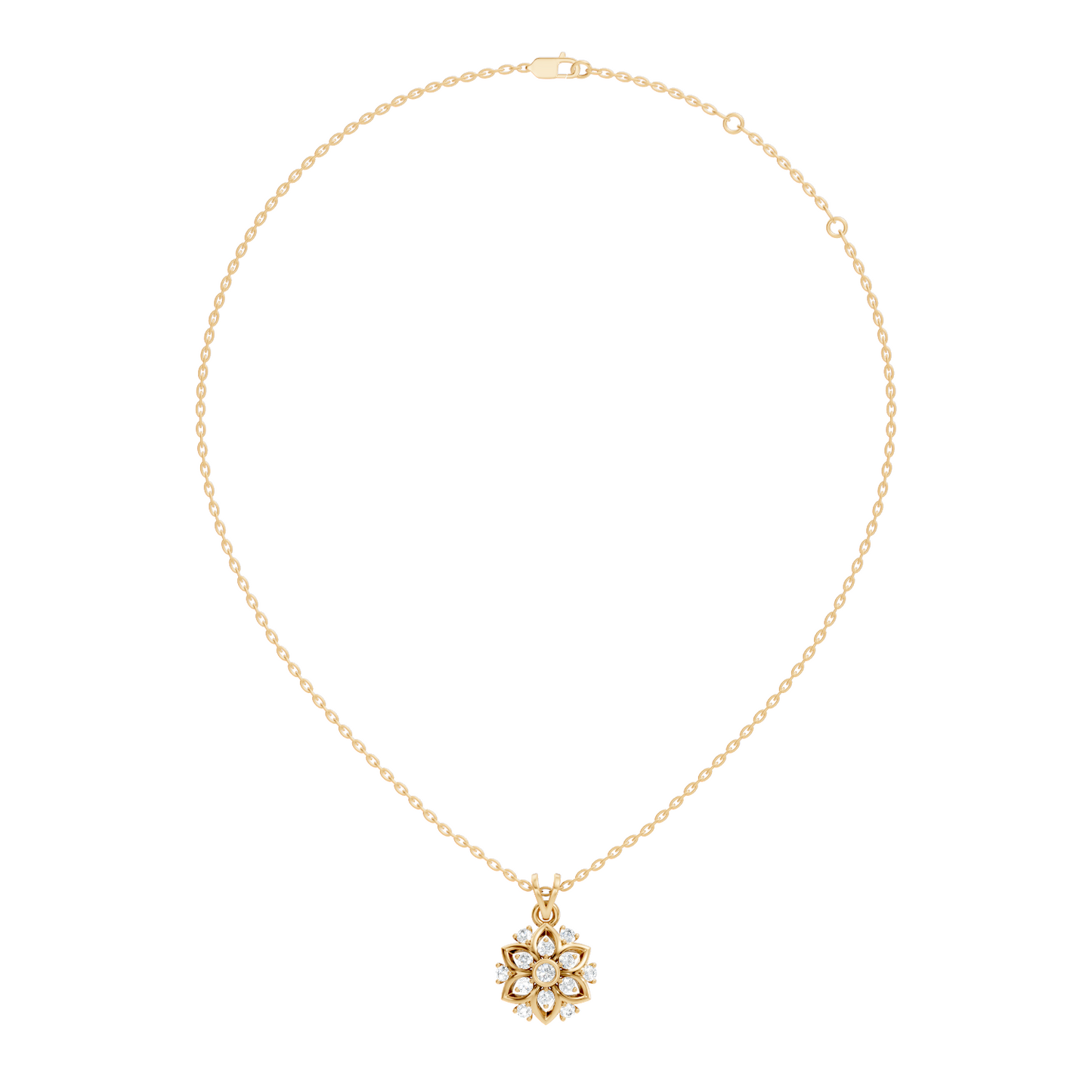 Elegant Round Diamond Pendant 0.48 Carat Handmade Jewelry In 14K Solid Yellow Gold