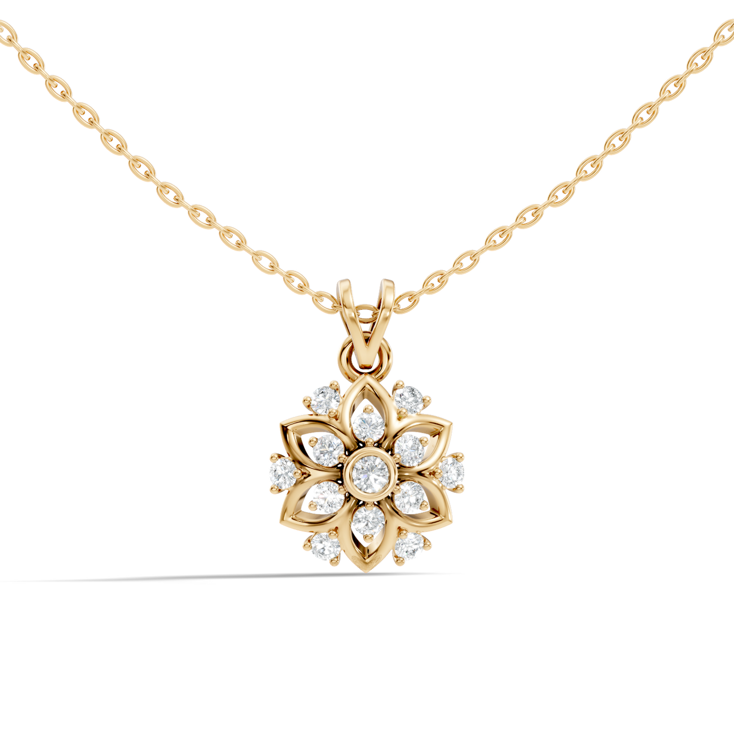 Elegant Round Diamond Pendant 0.48 Carat Handmade Jewelry In 14K Solid Yellow Gold