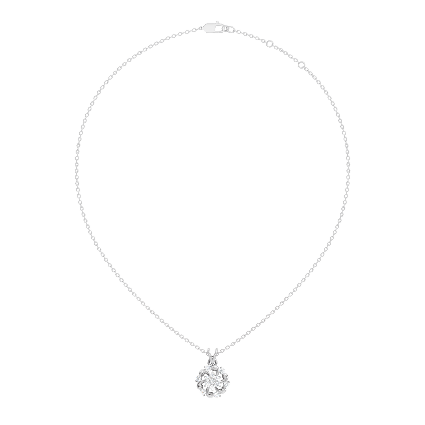 Round Cut Diamond Anniversary Pendant Minimalist In 14K Solid White Gold Gift For Her