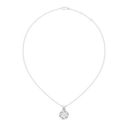 Round Cut Diamond Anniversary Pendant Minimalist In 14K Solid White Gold Gift For Her