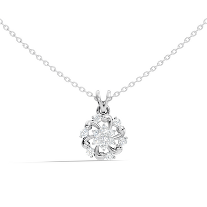 Round Cut Diamond Anniversary Pendant Minimalist In 14K Solid White Gold Gift For Her