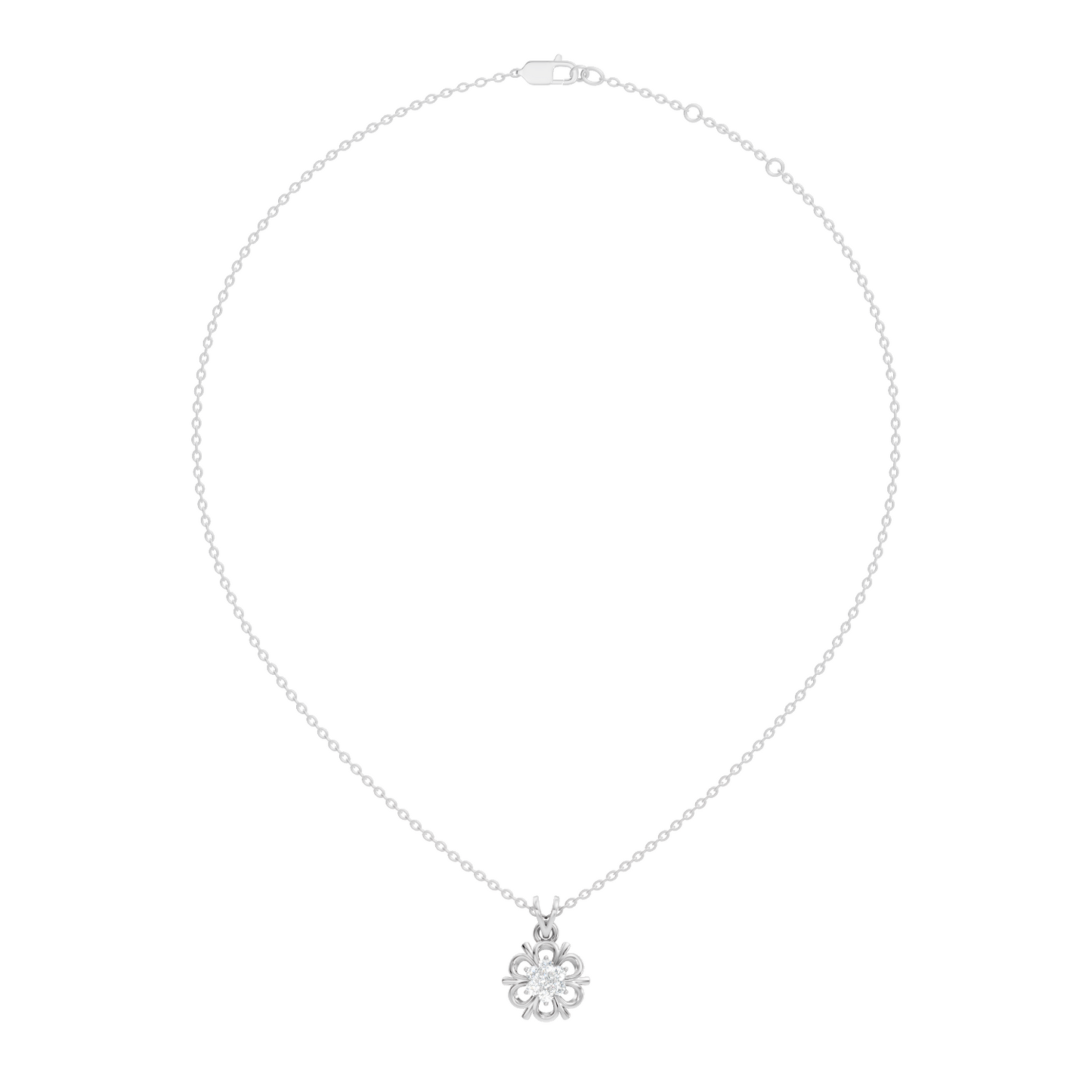 Minimalist Round Cut Diamond Pendant in 14K White Gold Anniversary Gift for Her