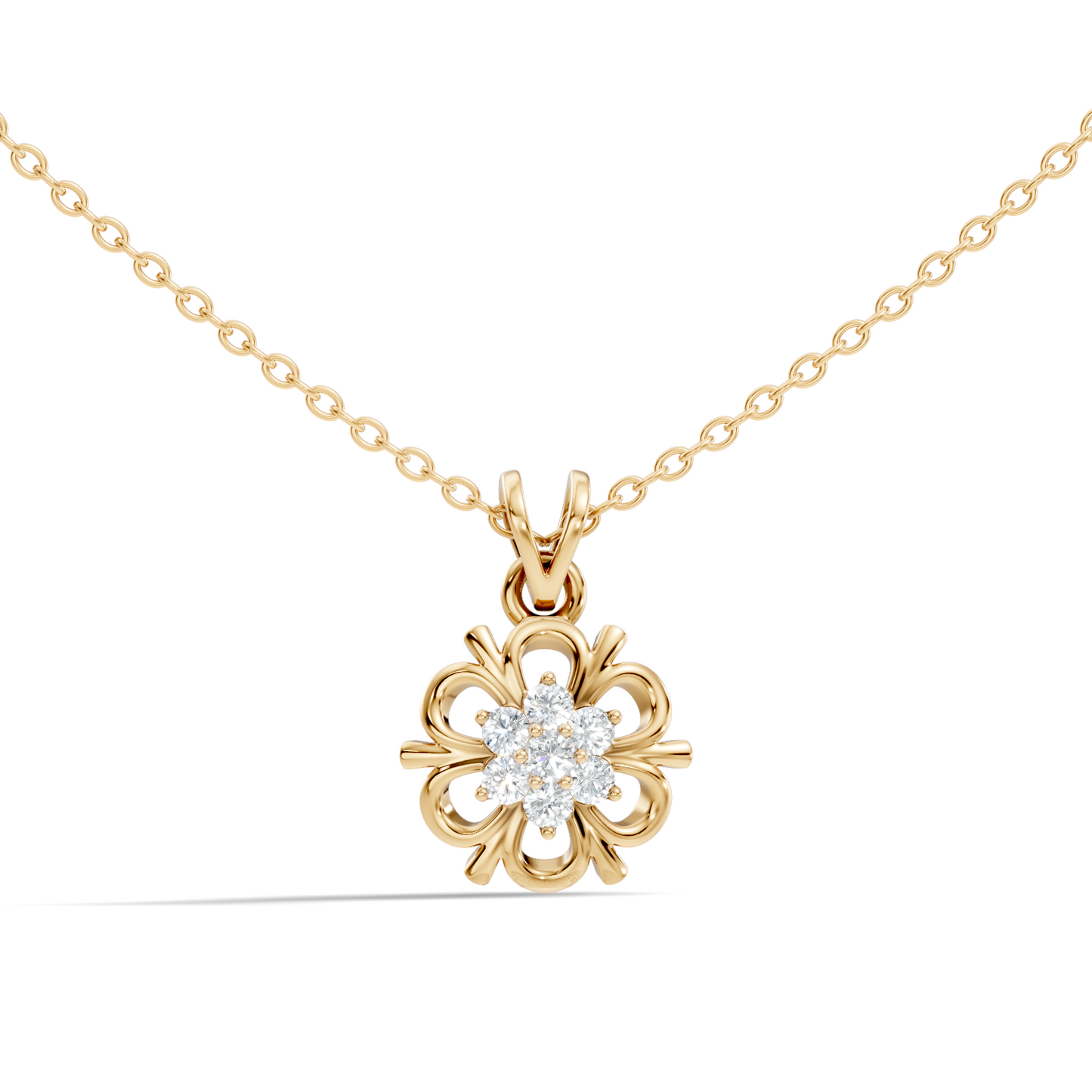 Minimalist Round Cut Diamond Pendant in 14K White Gold Anniversary Gift for Her