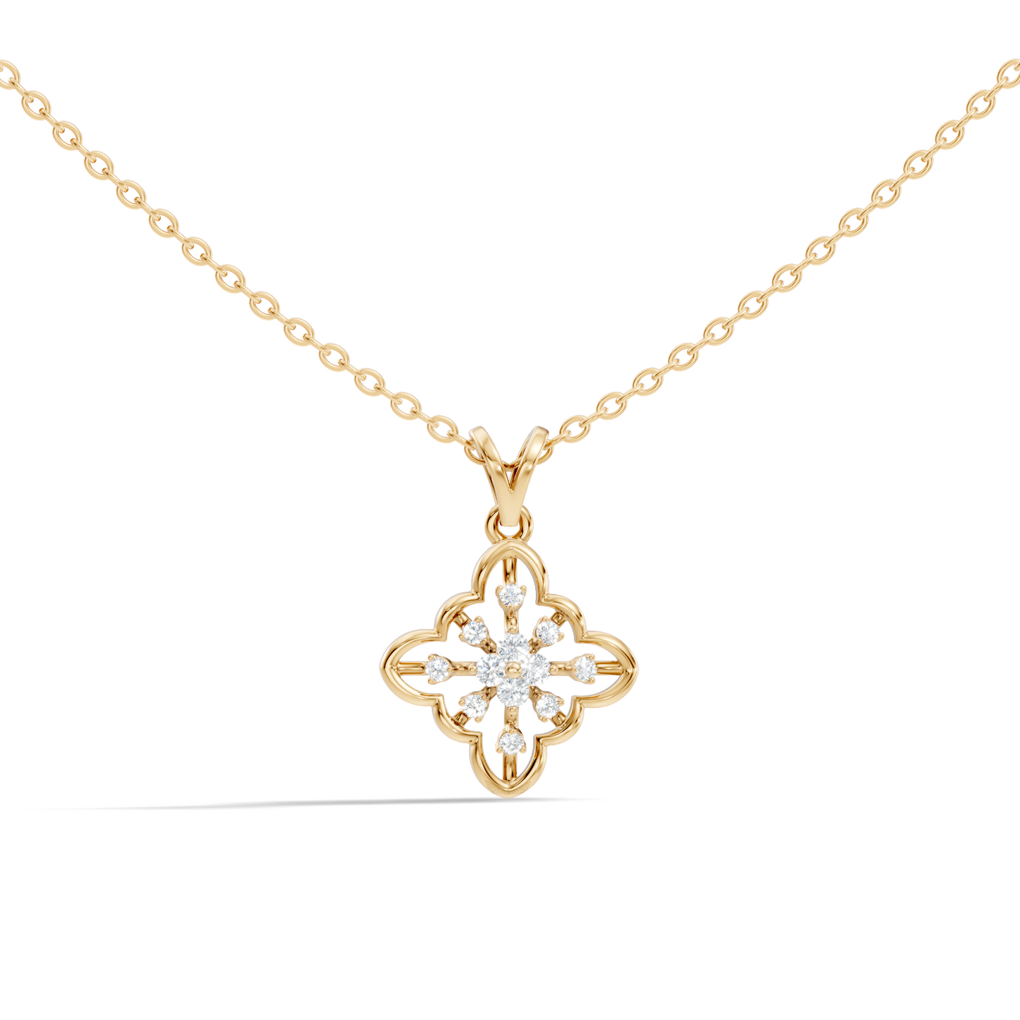 0.14 Carat Round Cut Diamond Pendant in 18K Solid Yellow Gold Perfect Gift for Her