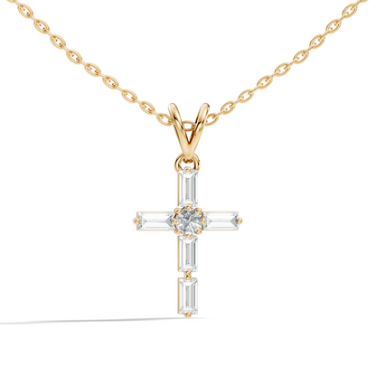 0.76 CT Baguette Cut Unisex Cross Pendant Elegant Eco-Friendly Lab-Grown Diamond Gift