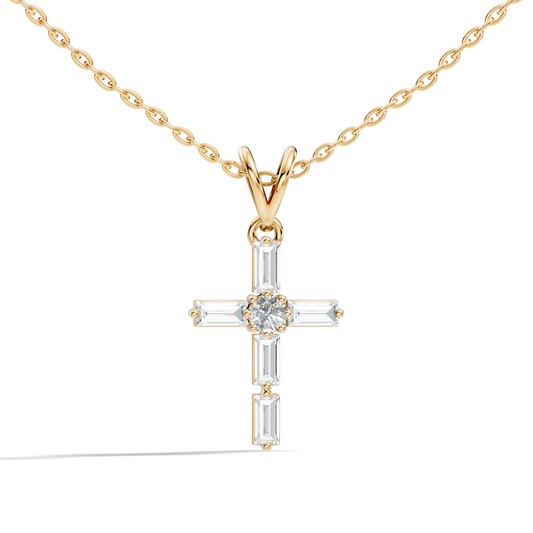 0.76 CT Baguette Cut Unisex Cross Pendant Elegant Eco-Friendly Lab-Grown Diamond Gift