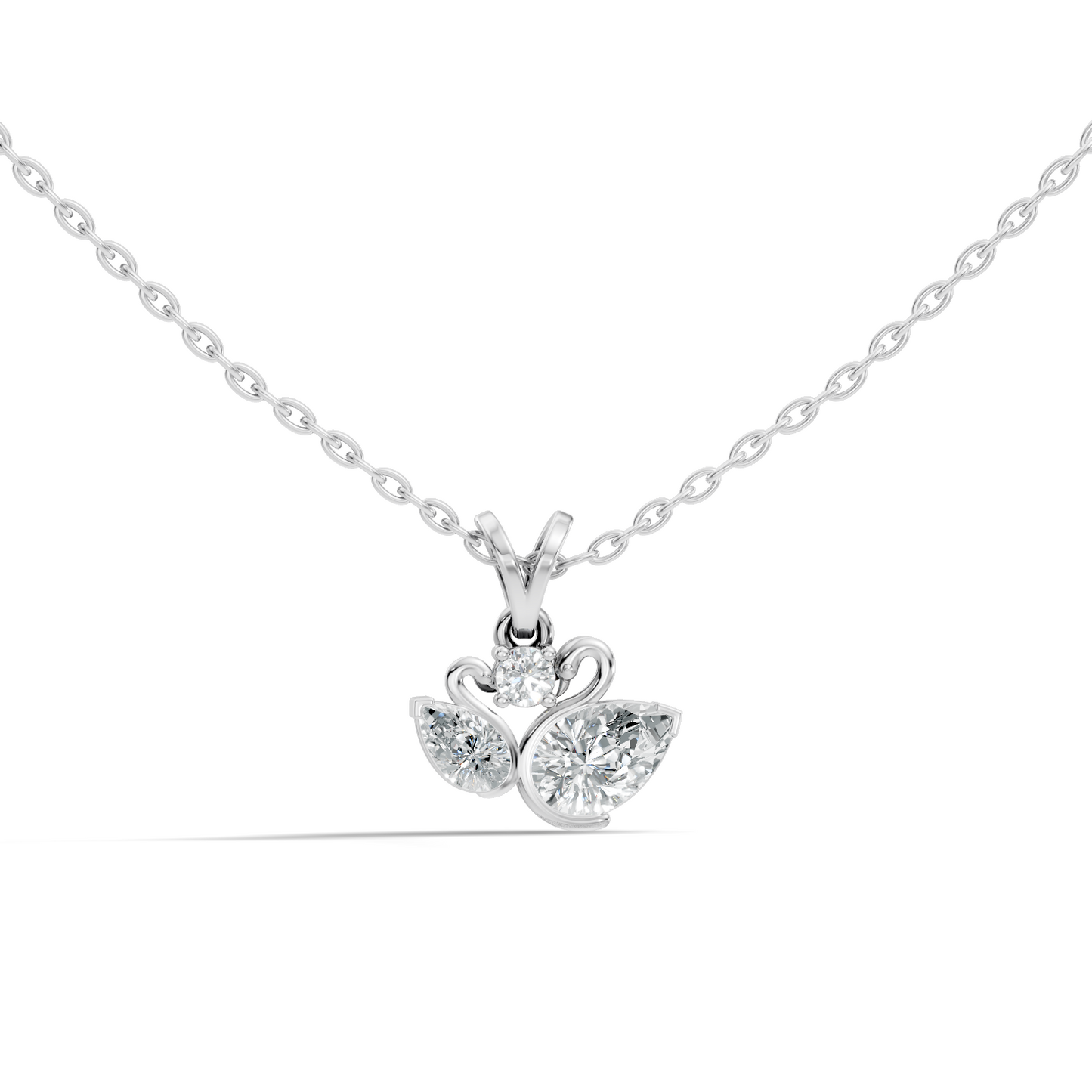Chic White Gold Pendant with Pear & Round Lab-Grown Diamonds Anniversary Gift Idea