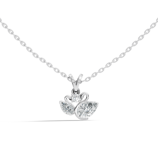 Chic White Gold Pendant with Pear & Round Lab-Grown Diamonds Anniversary Gift Idea