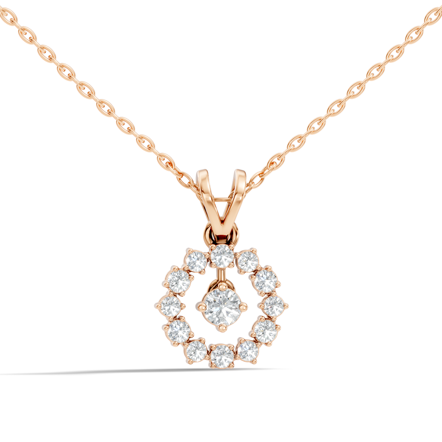 Stunning 0.38 Ct Round Diamond Charm Pendant 18K White Gold Jewelry For Women