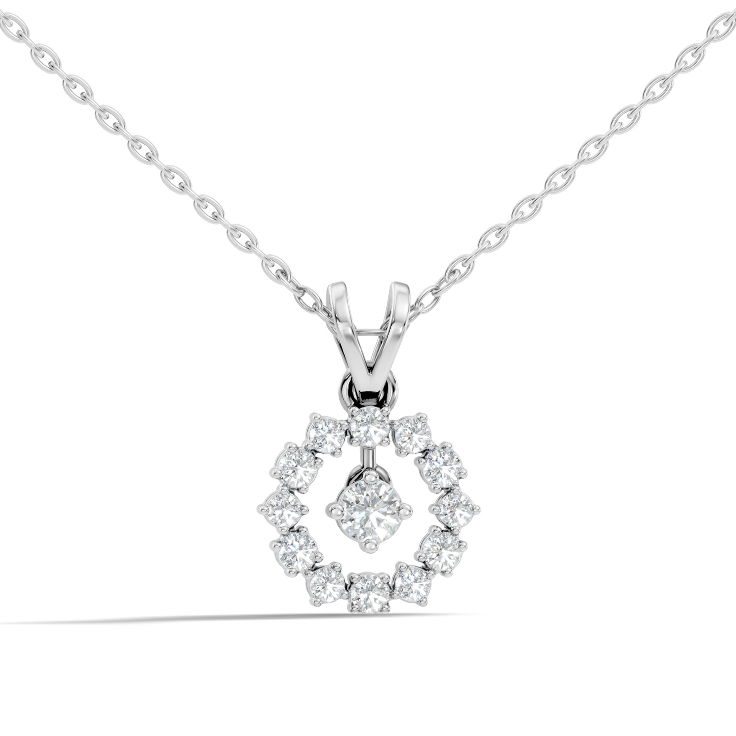 Stunning 0.38 Ct Round Diamond Charm Pendant 18K White Gold Jewelry For Women