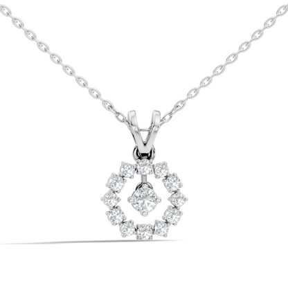 Stunning 0.38 Ct Round Diamond Charm Pendant 18K White Gold Jewelry For Women