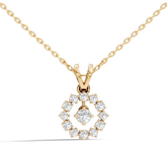 Stunning 0.38 Ct Round Diamond Charm Pendant 18K White Gold Jewelry For Women