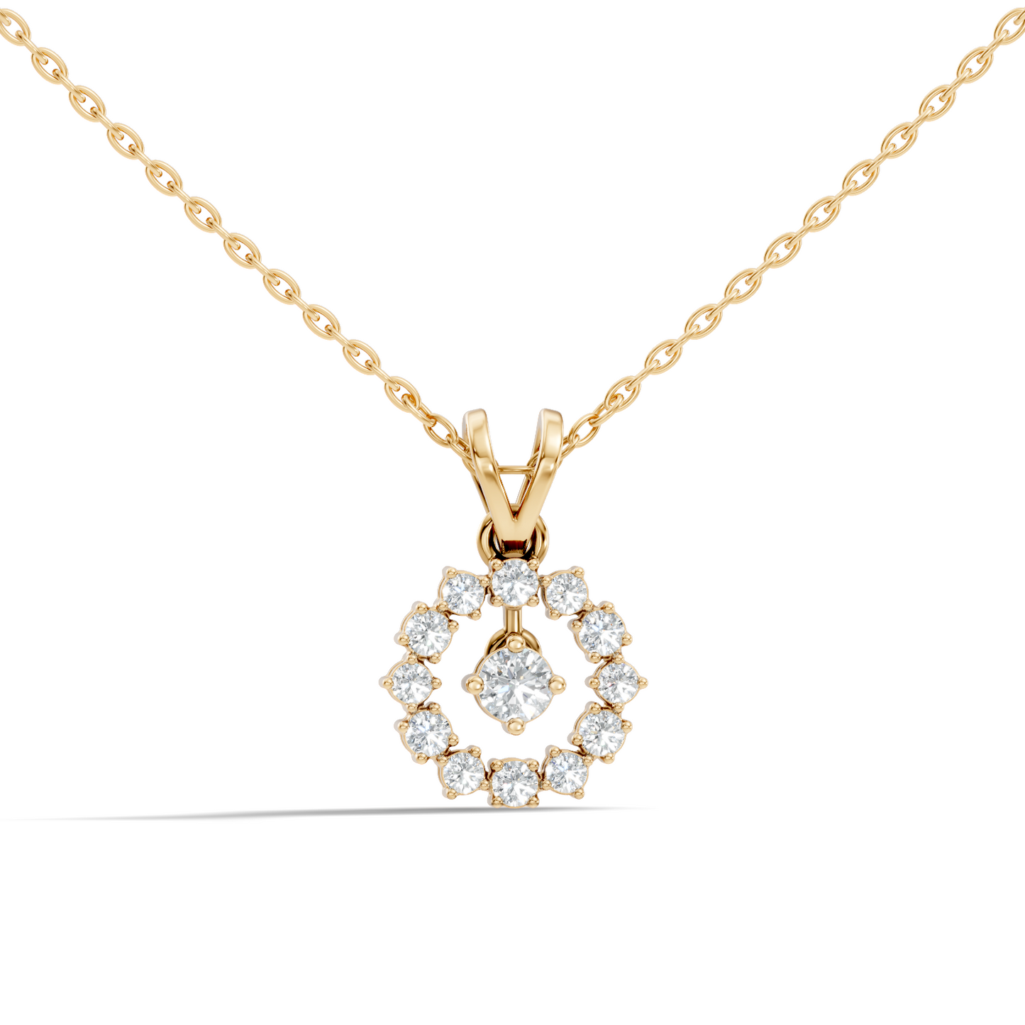 Stunning 0.38 Ct Round Diamond Charm Pendant 18K White Gold Jewelry For Women