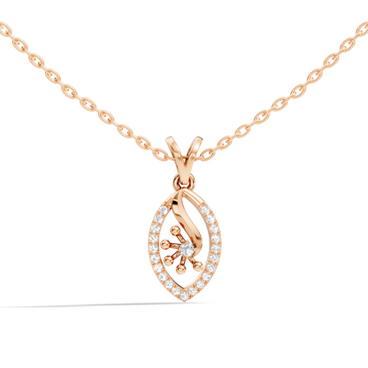 14K Solid Gold Round Cut Diamond Pendant Eco-Friendly Charm for Her