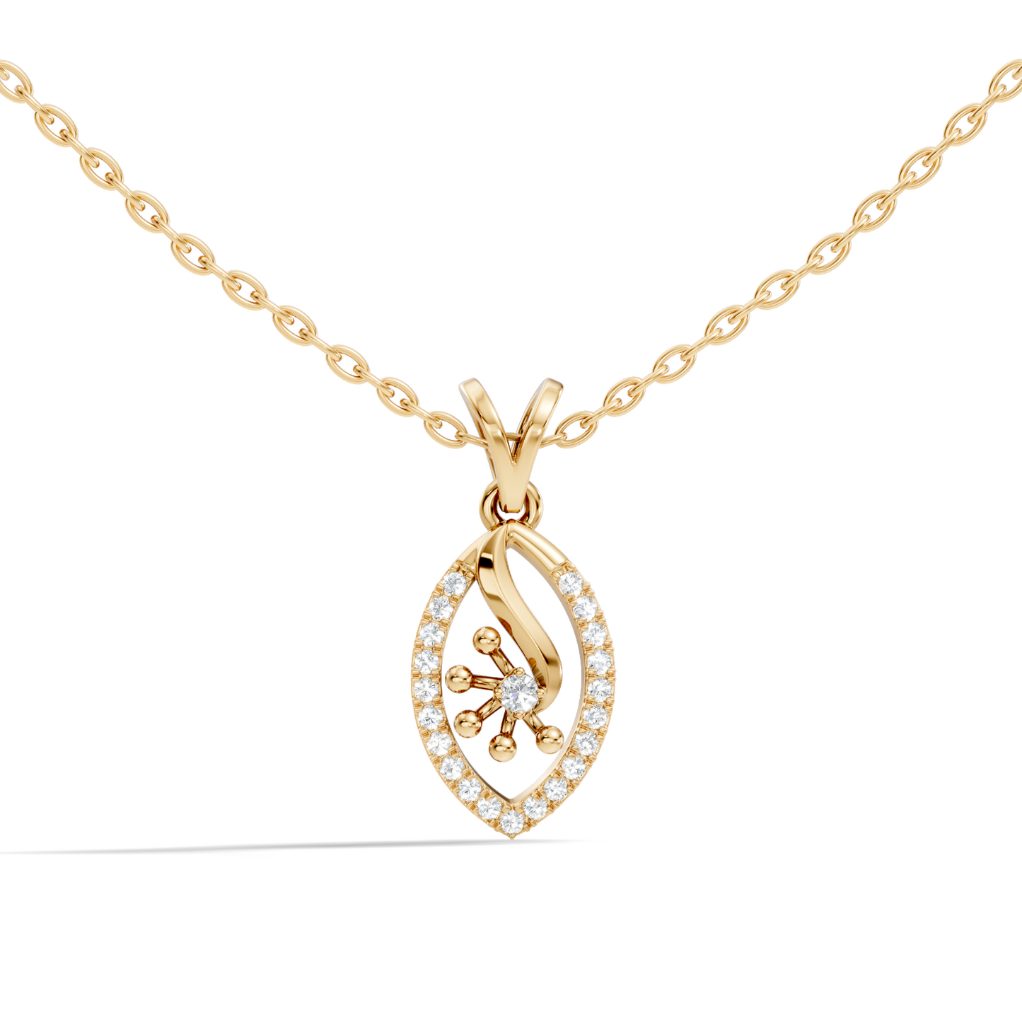14K Solid Gold Round Cut Diamond Pendant Eco-Friendly Charm for Her