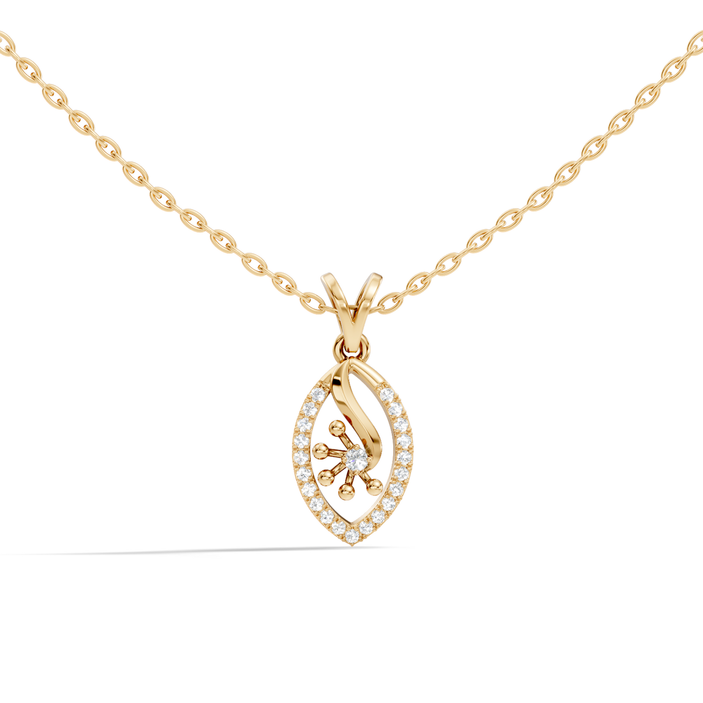 14K Solid Gold Round Cut Diamond Pendant Eco-Friendly Charm for Her