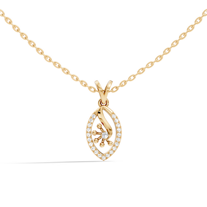14K Solid Gold Round Cut Diamond Pendant Eco-Friendly Charm for Her