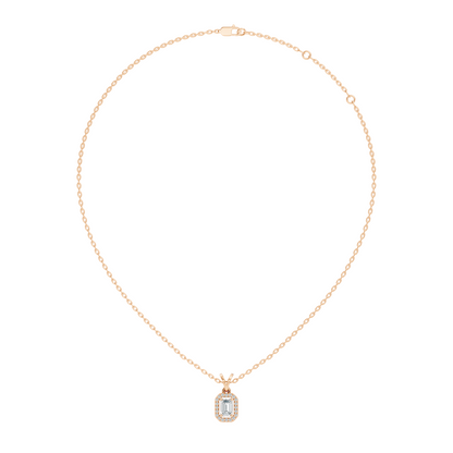 Emerald Cut Lab-Grown Diamond Halo Pendant Perfect Gift For Women's