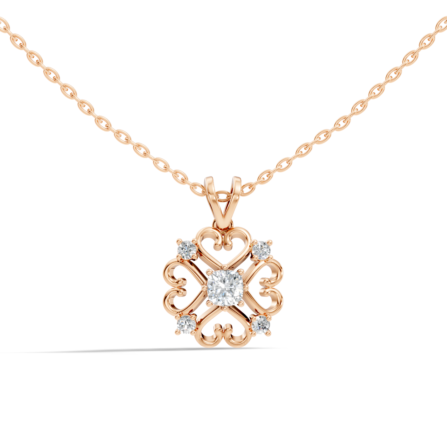 Elegant Cushion Cut Lab-Grown Diamond Pendant In 14K Solid White Gold