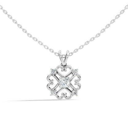 Elegant Cushion Cut Lab-Grown Diamond Pendant In 14K Solid White Gold