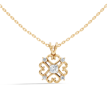 Elegant Cushion Cut Lab-Grown Diamond Pendant In 14K Solid White Gold