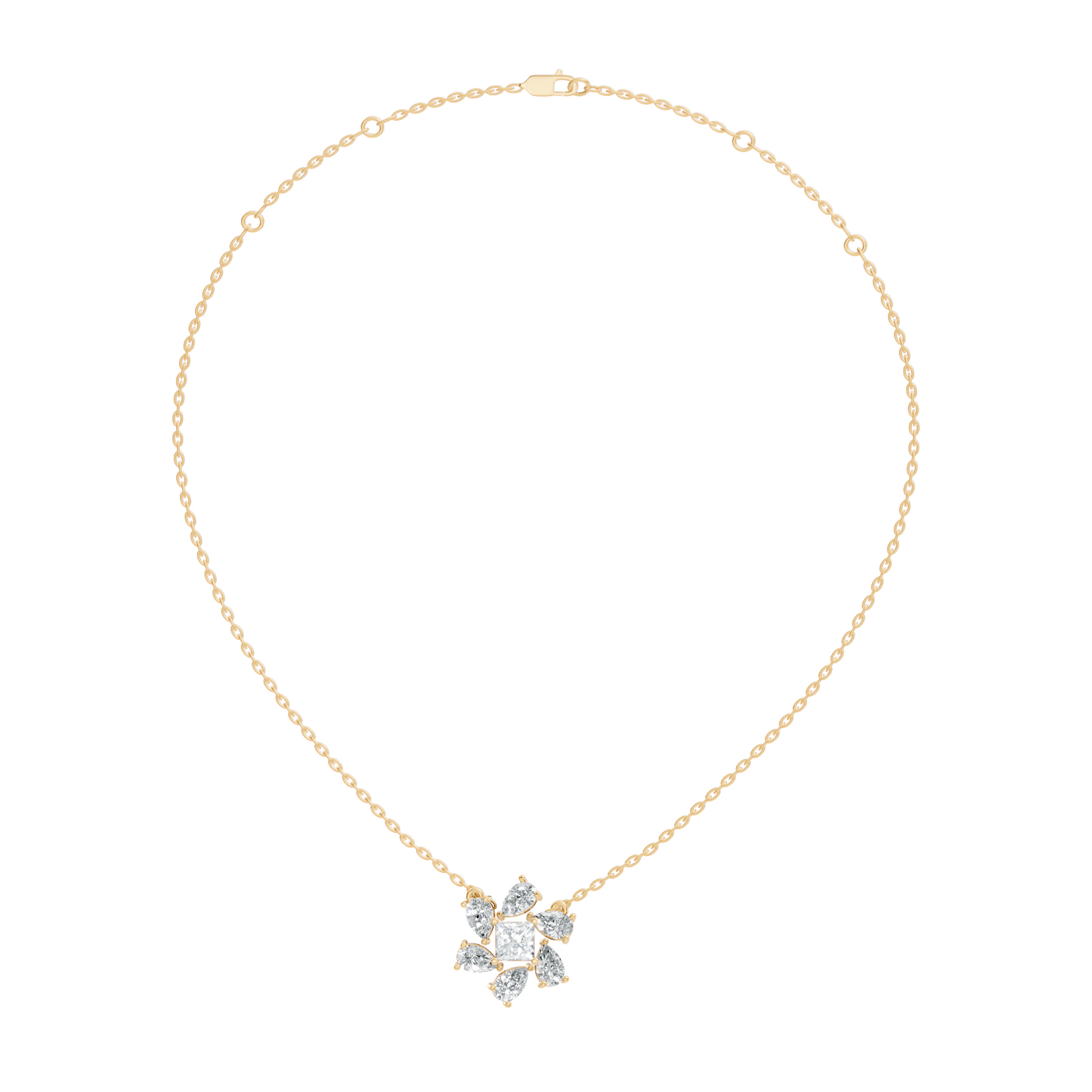 Princess & Pear Lab-Grown Diamond Pendant Colorless White Gold Elegance Gift In 14K Gold