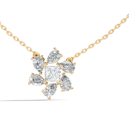 Princess & Pear Lab-Grown Diamond Pendant Colorless White Gold Elegance Gift In 14K Gold