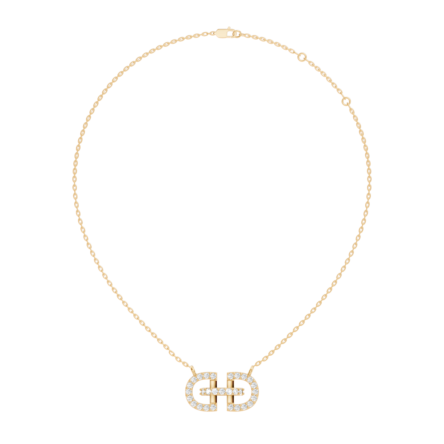 Elegant Interlocking Round Diamond Pendant in 14K Yellow Gold Stylish Jewelry