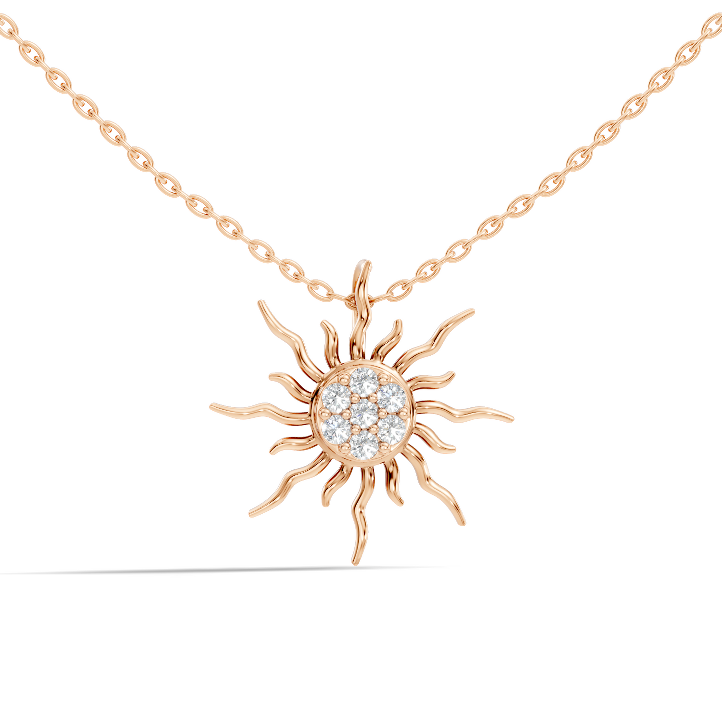 Golden Sunburst Diamond Pendant Round Cut Unisex Jewelry Gift Collection