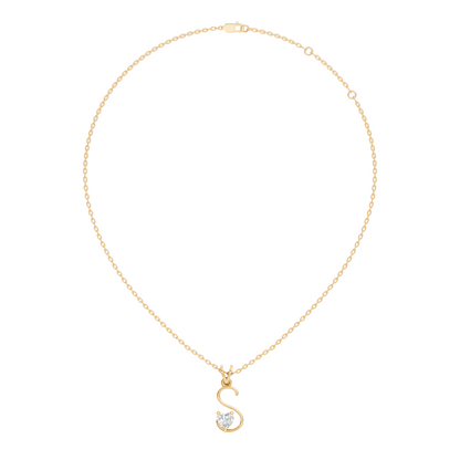 Elegant S Letter Heart Diamond Pendant - 0.50 Ct Anniversary Gift for Her