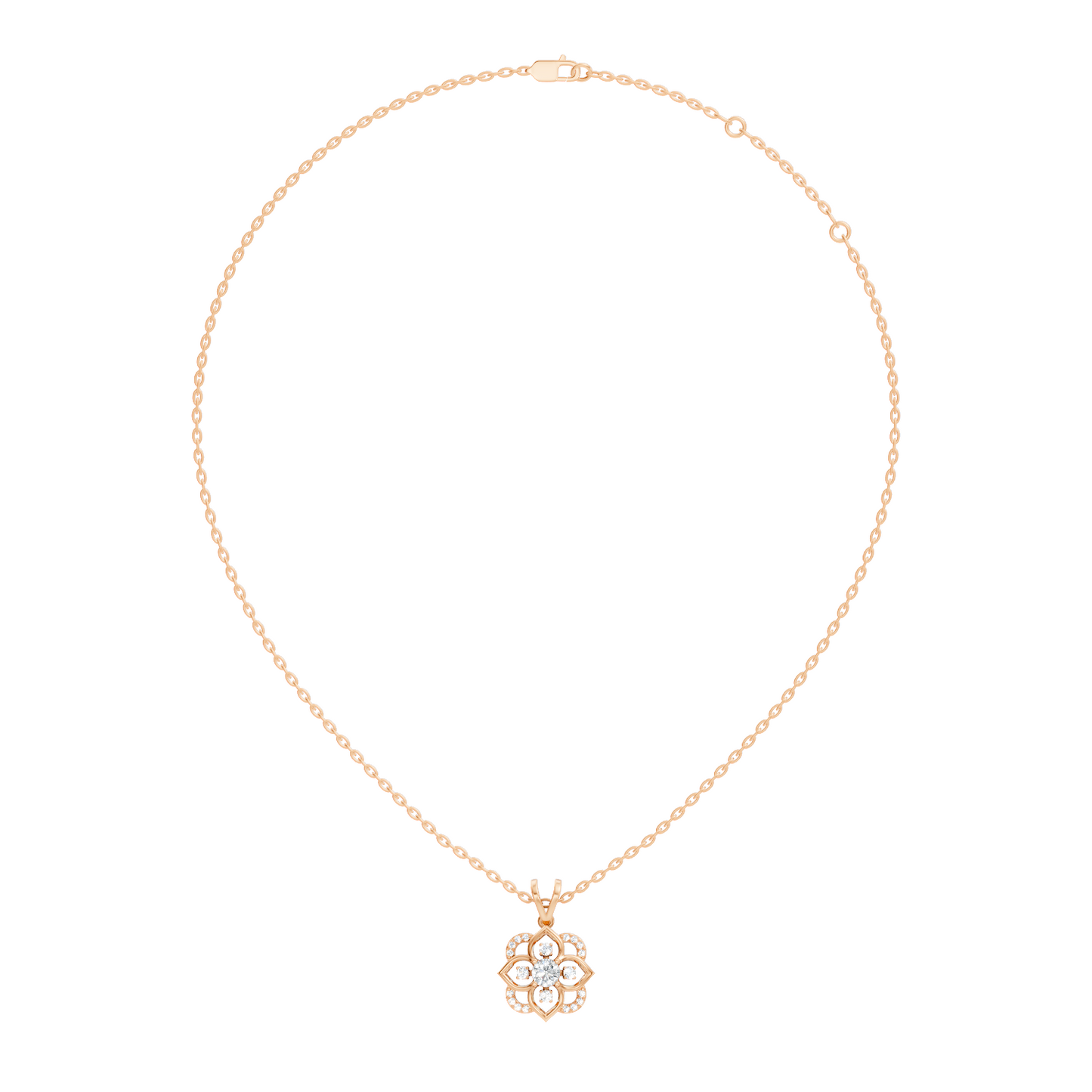 Round Diamond Necklace pendant In 18K Solid Gold Perfect Gift For Anniversary