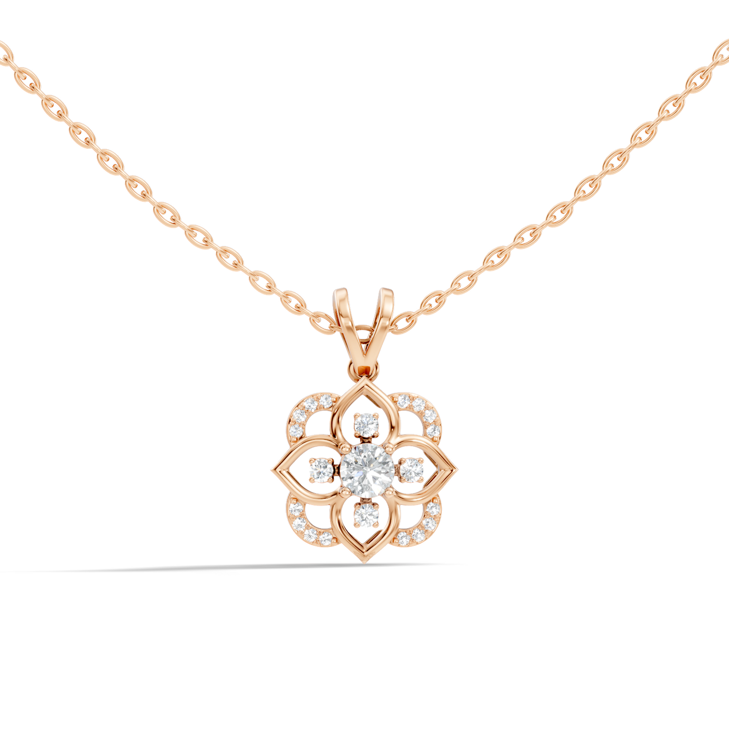 Round Diamond Necklace pendant In 18K Solid Gold Perfect Gift For Anniversary