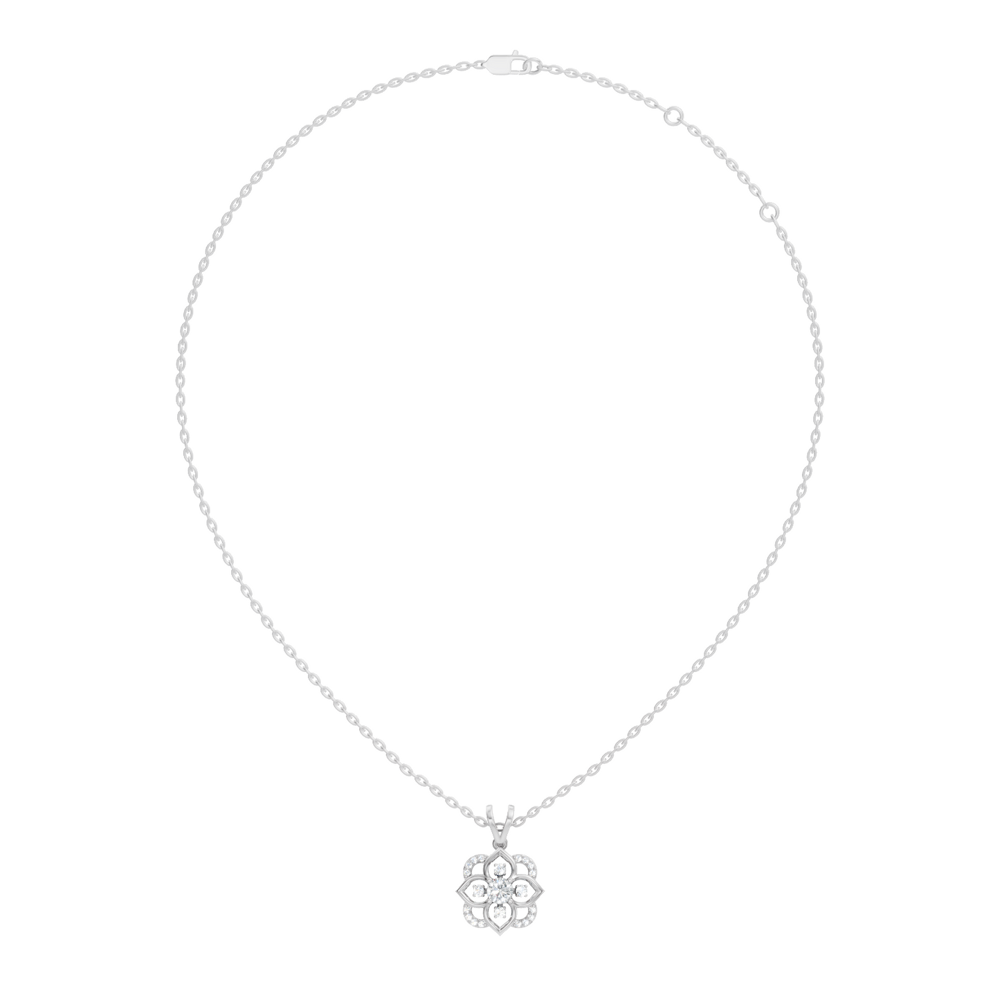 Round Diamond Necklace pendant In 18K Solid Gold Perfect Gift For Anniversary